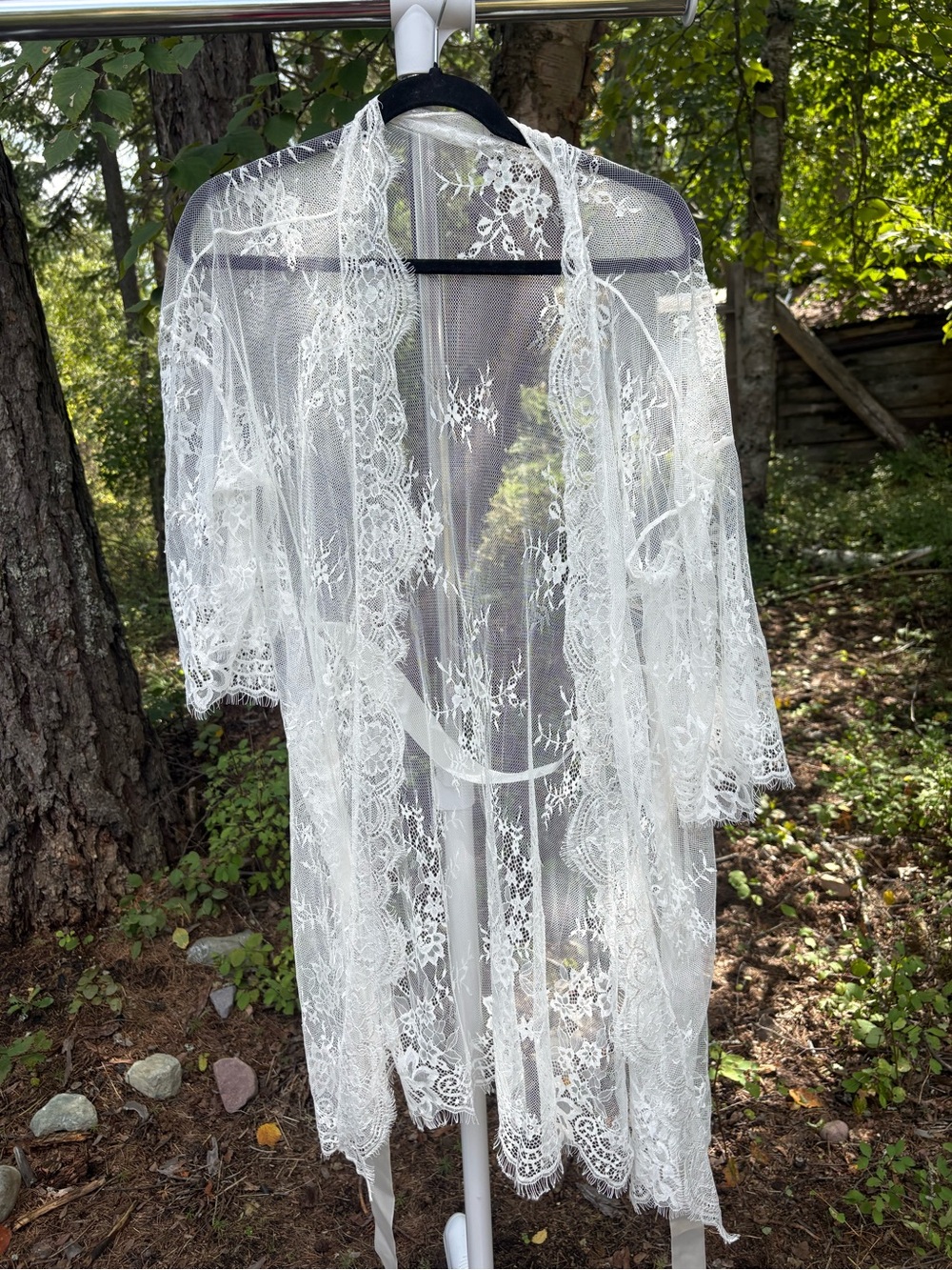 Delicate White Lace Kimono Robe - Elegant Sheer Layer